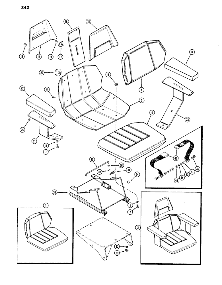 Схема запчастей Case IH 870 - (342) - AGRI-KING SEAT, USED PRIOR TO TRACTOR SERIAL NUMBER 8693001 (09) - CHASSIS/ATTACHMENTS