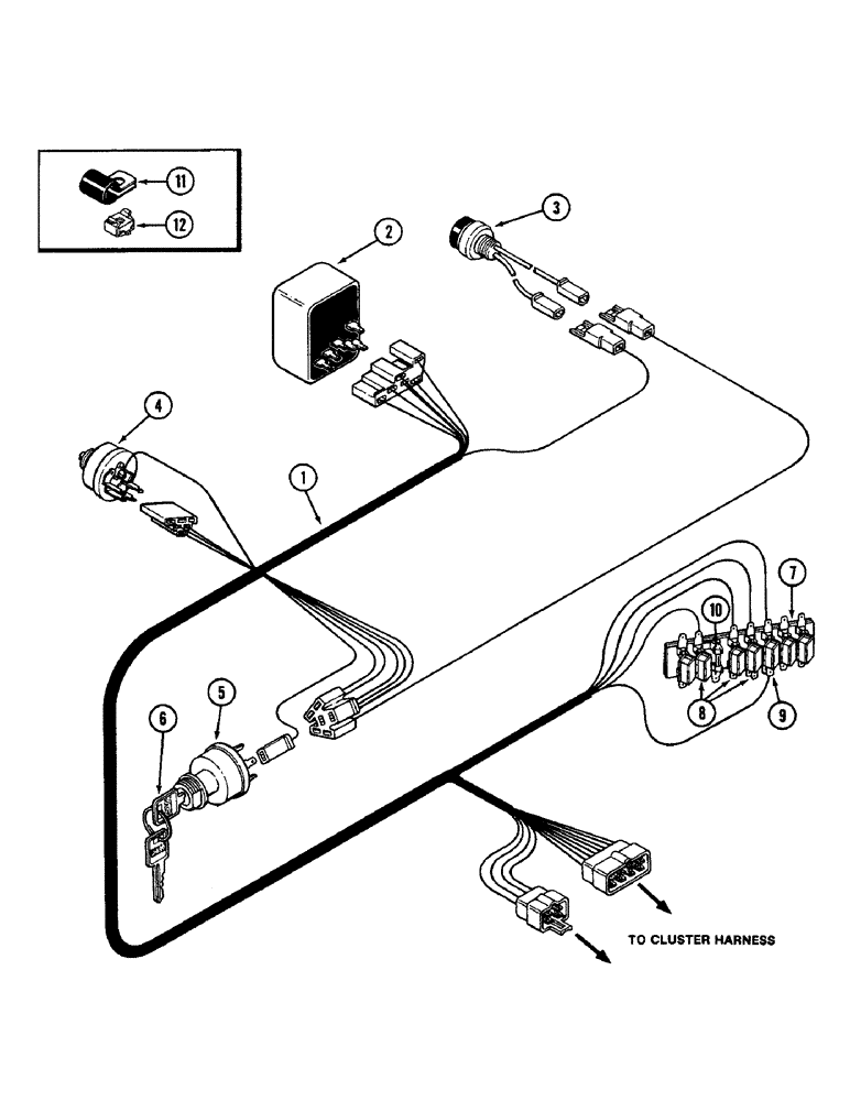 Схема запчастей Case IH 2090 - (4-064) - CONSOLE HARNESS, PRIOR TO P.I.N. 8841101 (04) - ELECTRICAL SYSTEMS