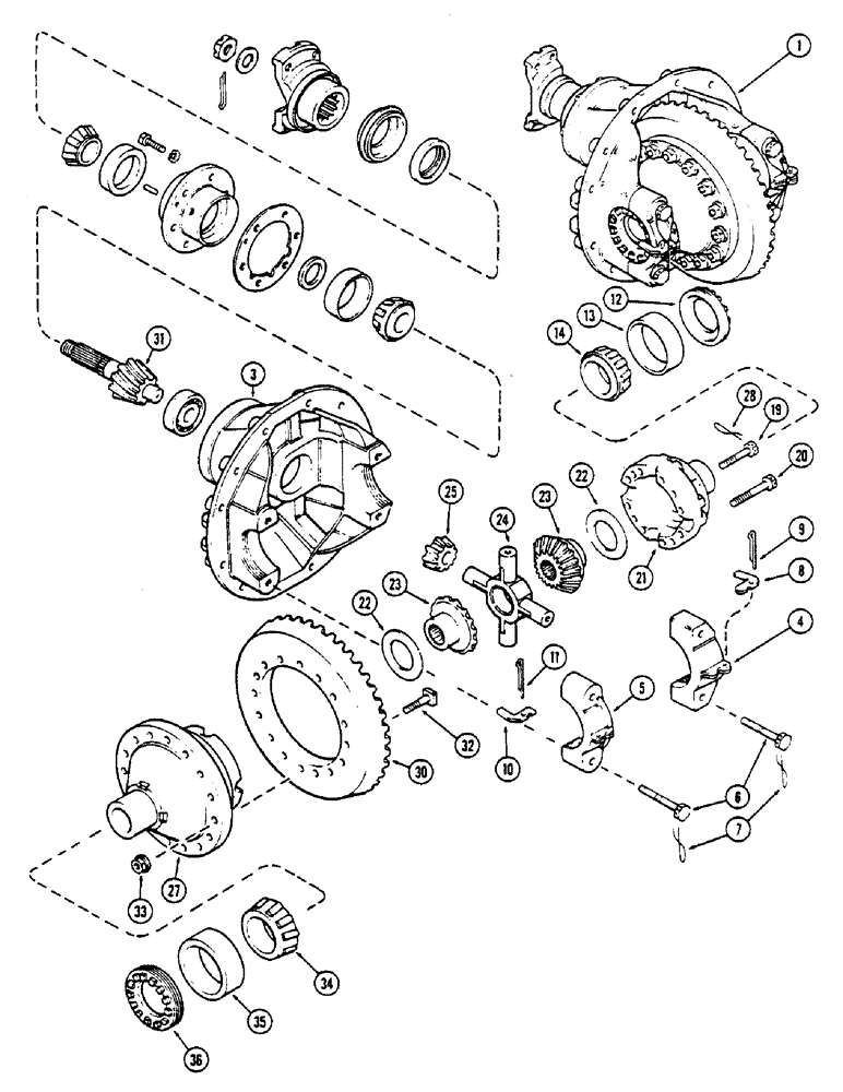 Схема запчастей Case IH 2670 - (186) - FRONT AXLE DIFFERENTIAL CARRIER ASSEMBLY (05) - STEERING