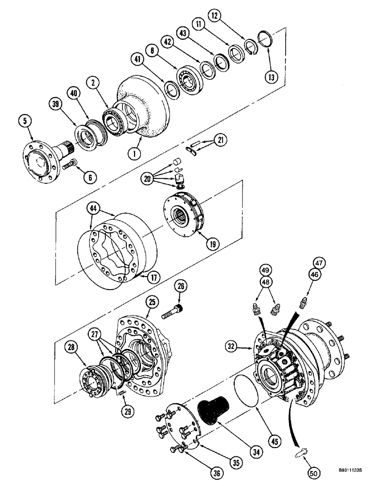 Схема запчастей Case IH 2144 - (5-44) - WHEEL DRIVE MOTOR, POWER GUIDE AXLE (04) - STEERING