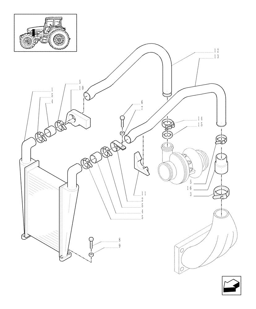 Схема запчастей Case IH MXU100 - (1.19.6) - INTERCOOLER AND PIPES (02) - ENGINE EQUIPMENT