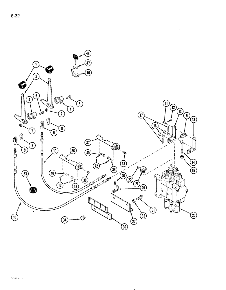 Схема запчастей Case IH 1896 - (8-32) - REMOTE HYDRAULIC CONTROLS, TWO CIRCUIT SYSTEM (08) - HYDRAULICS