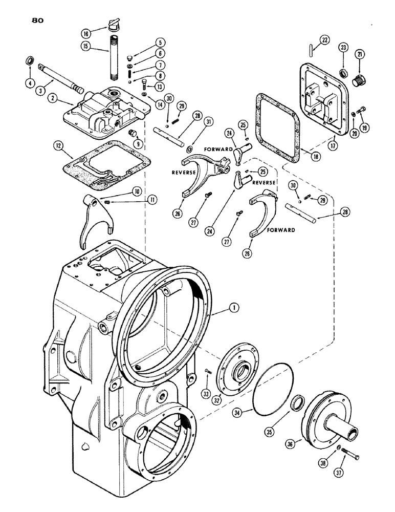 Схема запчастей Case IH 1200 - (080) - TRANSMISSION P.T.O. AND PUMP DRIVE (06) - POWER TRAIN