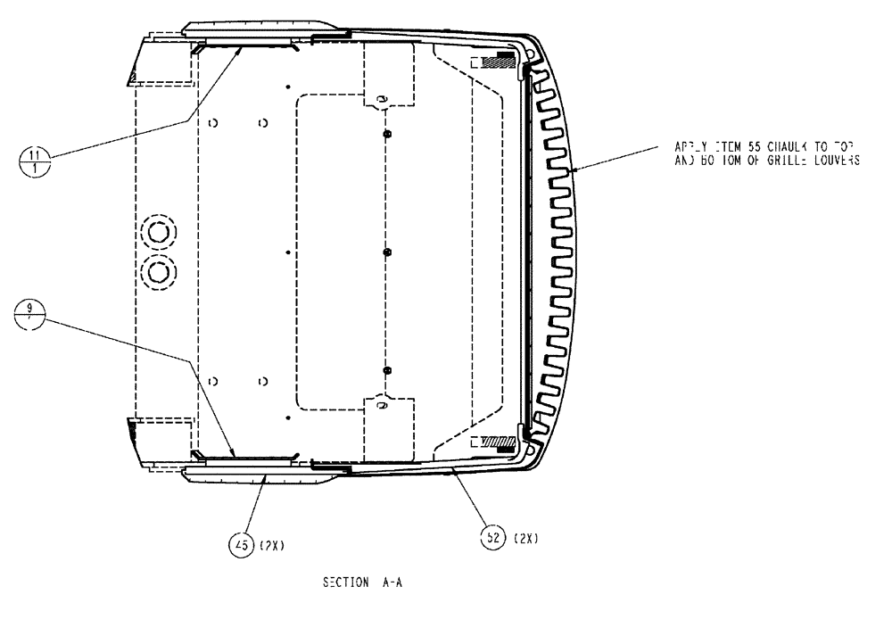 Схема запчастей Case IH TITAN 4520 - (04-022[04]) - HOOD ASSEMBLY, HOOD/GRILLE - SERIAL #22152 AND LATER Frame & Suspension