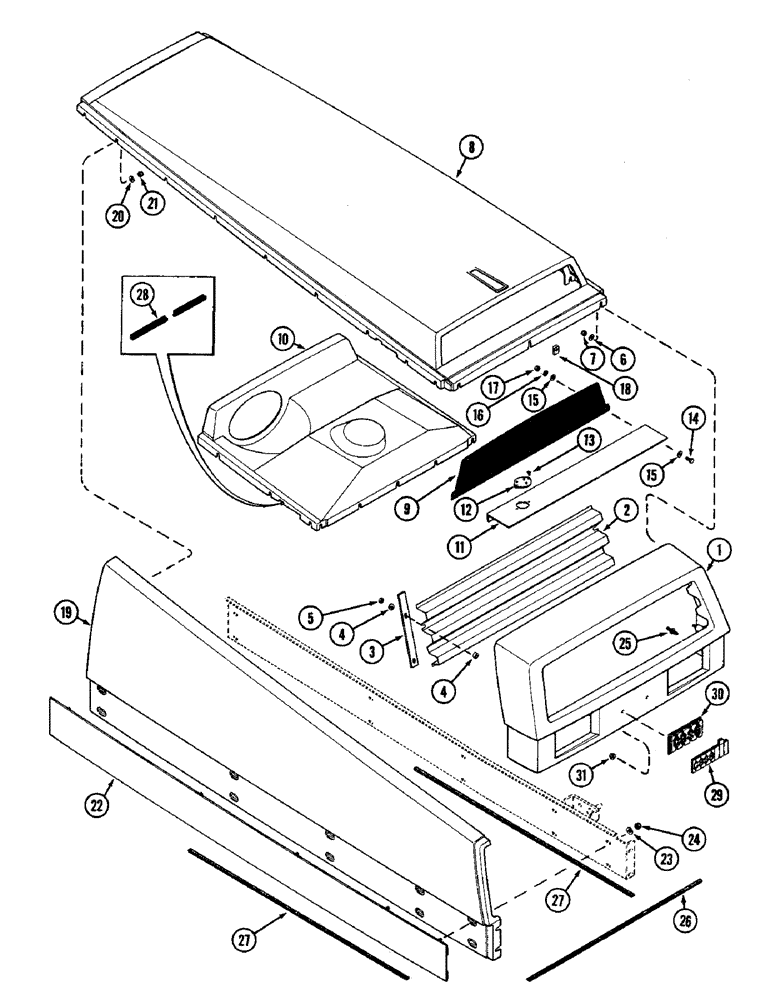 Схема запчастей Case IH 3294 - (9-382) - UPPER GRILLE, HOOD AND PANELS (09) - CHASSIS/ATTACHMENTS