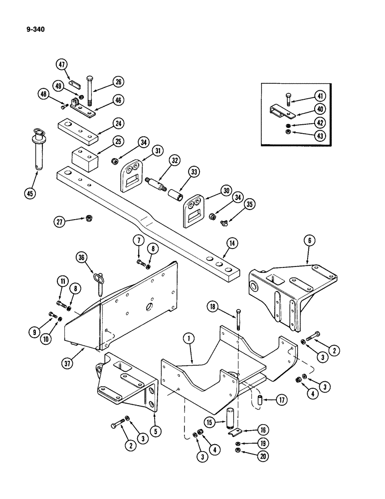 Схема запчастей Case IH 4994 - (9-340) - DRAWBAR AND SUPPORTS, PRIOR TO P.I.N. 8865846 (09) - CHASSIS/ATTACHMENTS