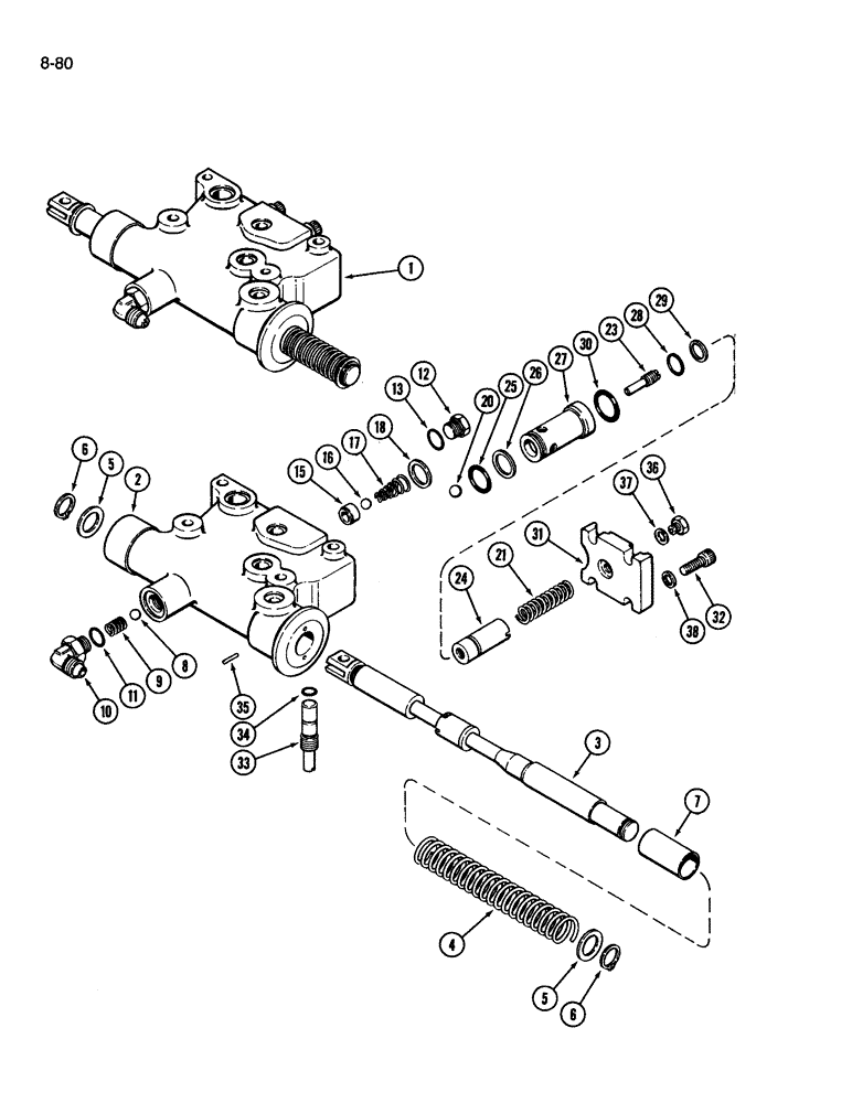 Схема запчастей Case IH 3594 - (8-080) - HITCH VALVE (08) - HYDRAULICS