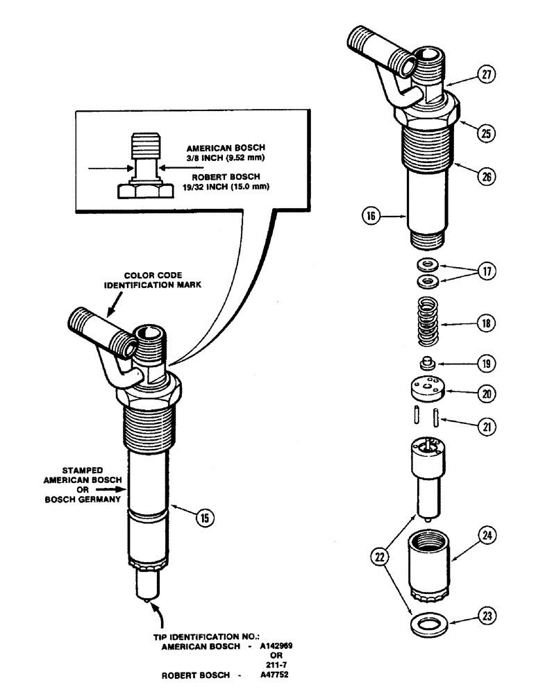 Схема запчастей Case IH 3294 - (3-056) - FUEL INJECTOR NOZZLE, 504BDT DIESEL ENGINE, RED COLOR CODE IDENTIFICATION (CONTD) (03) - FUEL SYSTEM