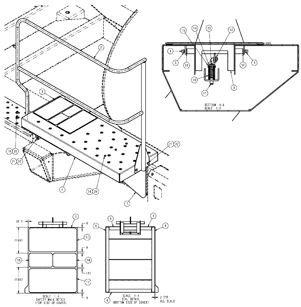 Схема запчастей Case IH SPX3310 - (04-013) - WALKWAY GROUP, L.H. FRONT Suspension & Frame