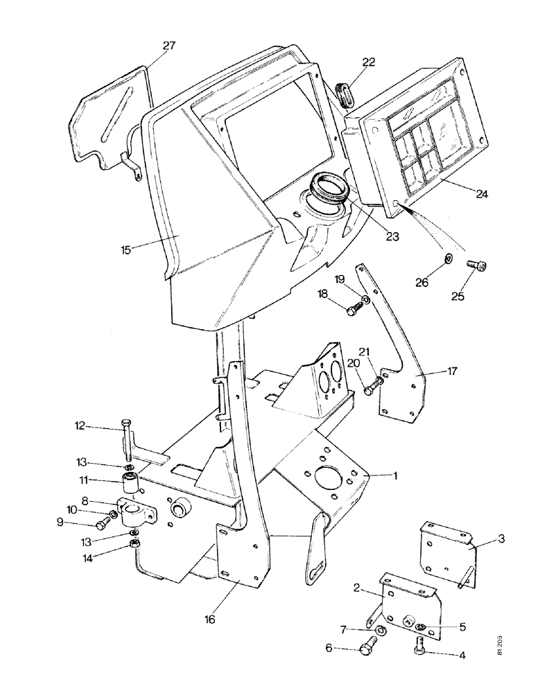 Схема запчастей Case IH 1490 - (N06-1) - INSTRUMENT PANEL AND PEDAL SUPPORT, LOW PROFILE (08) - SHEET METAL