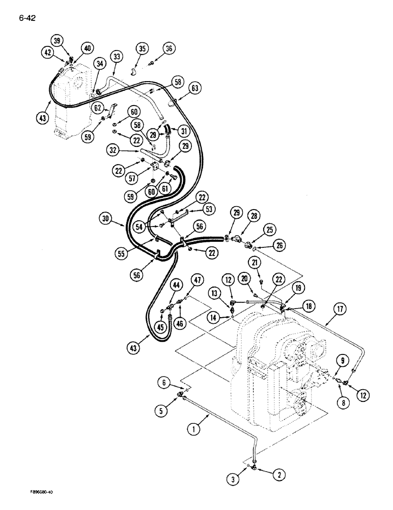 Схема запчастей Case IH 9280 - (6-42) - TRANSMISSION LUBRICATION, TRANSMISSION TO PTO TRANSFER CASE, IF EQUIPPED (06) - POWER TRAIN