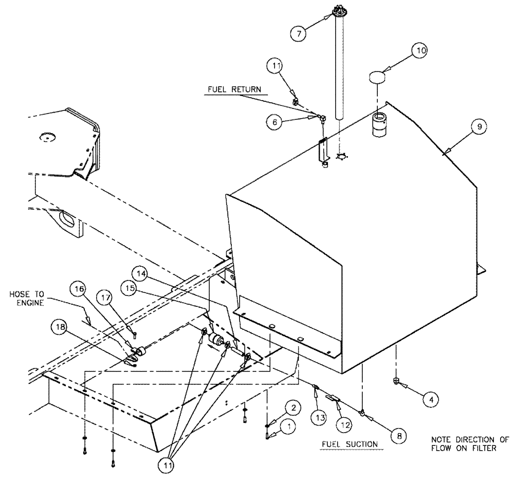 Схема запчастей Case IH 3210 - (04-002) - FUEL TANK GROUP Suspension & Frame