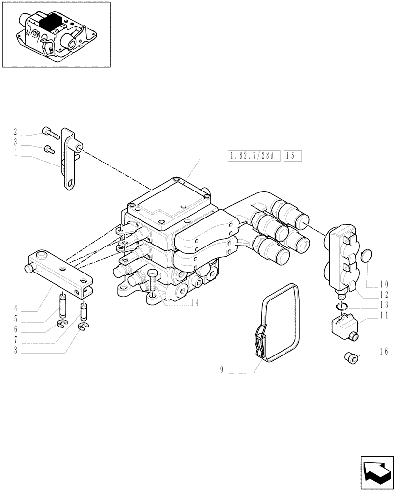 Схема запчастей Case IH MAXXUM 115 - (1.82.7/28) - 2 REMOTE VALVES FOR EDC -REMOTE VALVE & RELATED PARTS (VAR.331851) (07) - HYDRAULIC SYSTEM