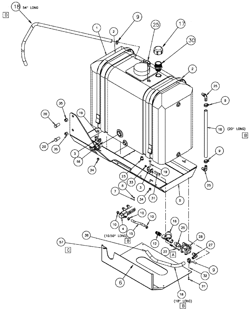 Схема запчастей Case IH 610 - (05-012) - FOAM TANK GROUP - BEFORE SERIAL #20114 Liquid Plumbing