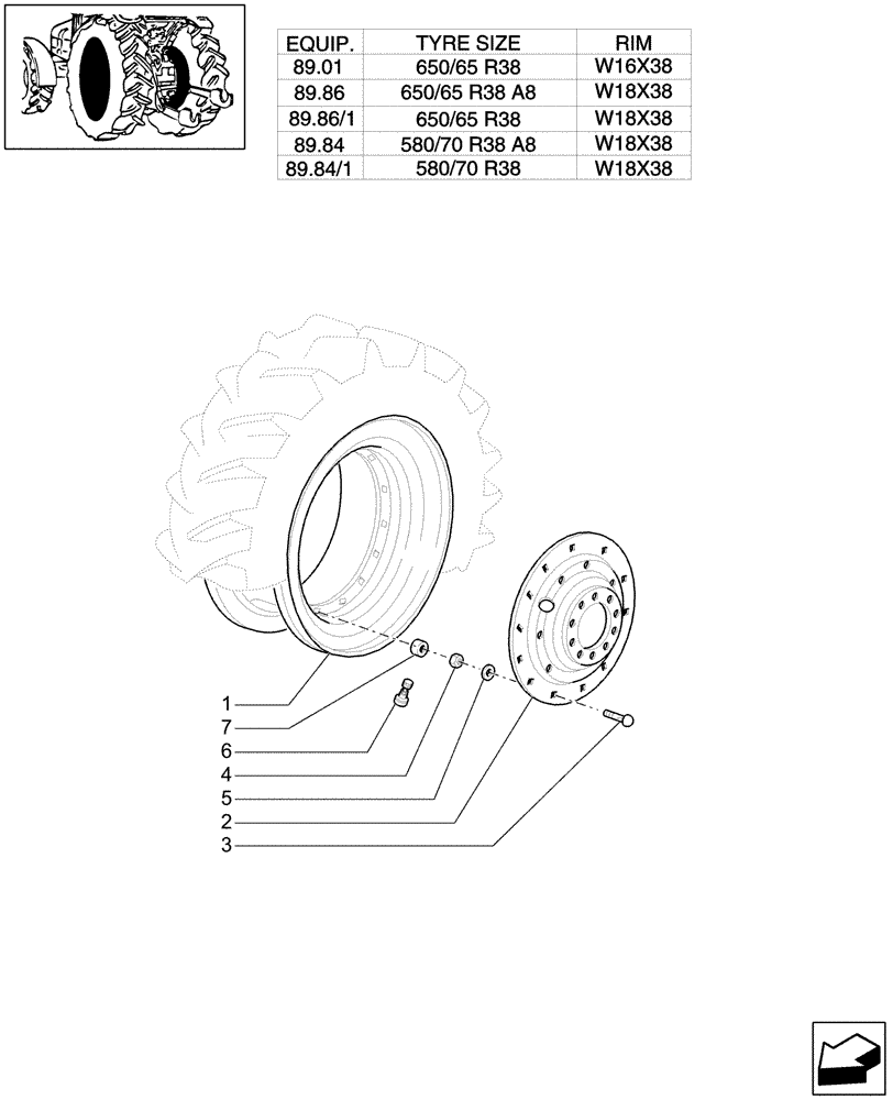 Схема запчастей Case IH PUMA 210 - (83.00[04]) - DRIVE WHEELS (11) - WHEELS/TRACKS