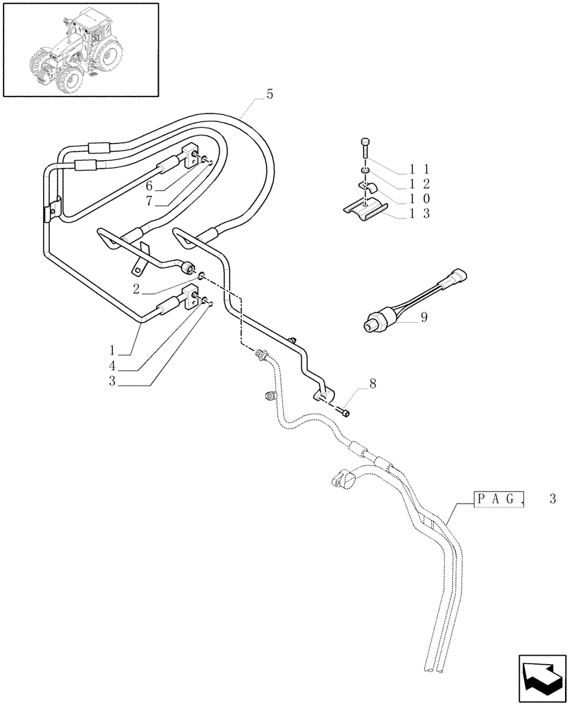 Схема запчастей Case IH MAXXUM 120 - (1.94.3/01[04]) - AIR CONDITIONING SYSTEM PIPES - C5549 (10) - OPERATORS PLATFORM/CAB