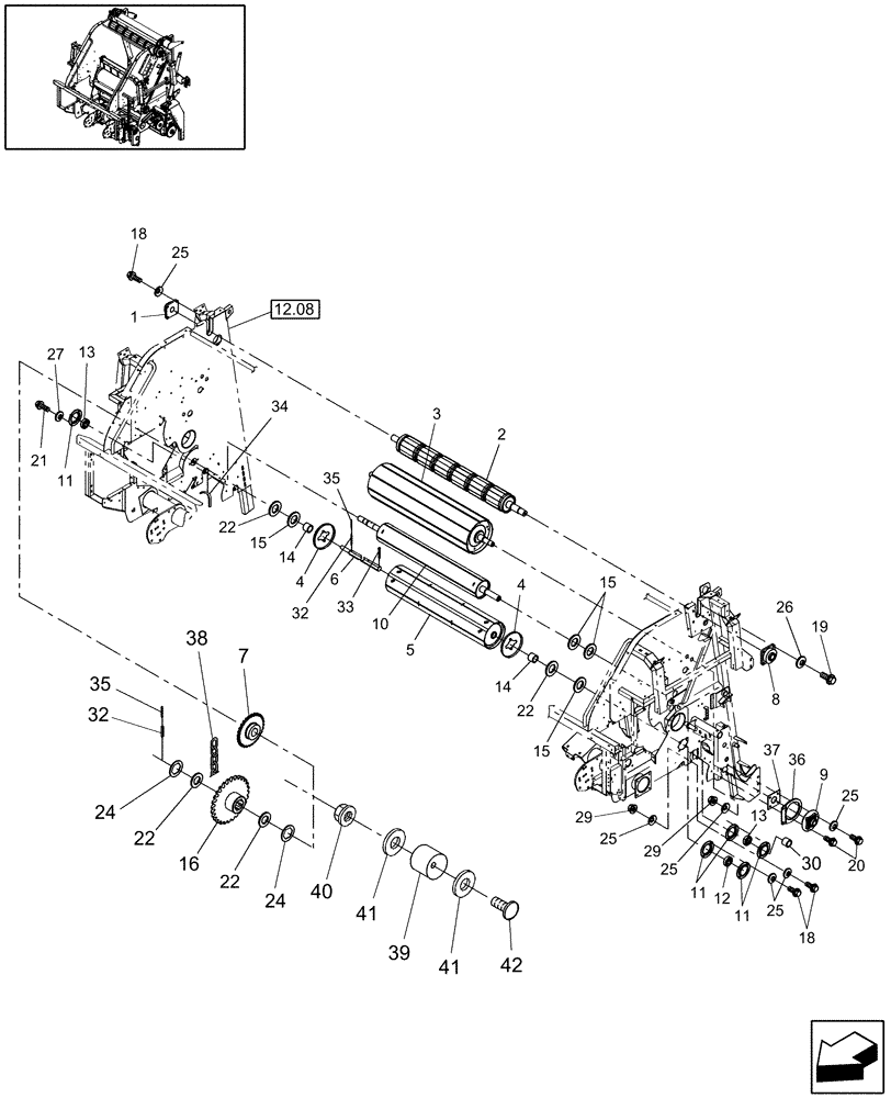 Схема запчастей Case IH RB554 - (14.54) - MAIN FRAME & ROLLS (14) - BALE CHAMBER