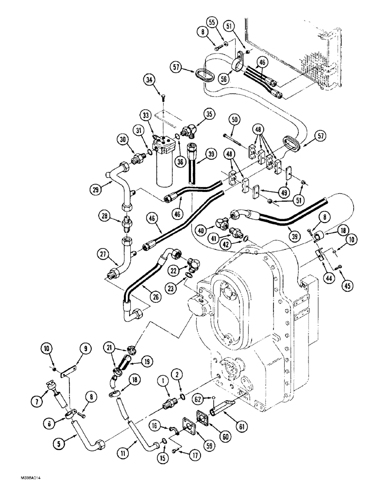 Схема запчастей Case IH 9310 - (6-042) - TRANSMISSION LUBRICATION, TRANSMISSION TO OIL COOLER (06) - POWER TRAIN