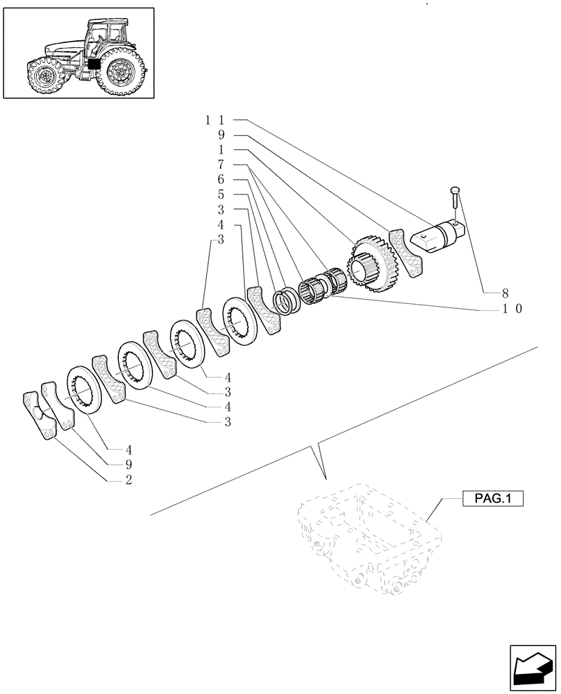 Схема запчастей Case IH JX1080U - (1.65.5[02]) - PARKING BRAKE - 2WD (05) - REAR AXLE