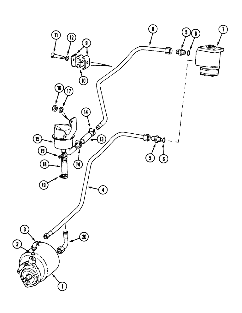 Схема запчастей Case IH 1594 - (5-100) - STEERING PUMP AND TUBES, TRACTORS WITHOUT CAB (05) - STEERING