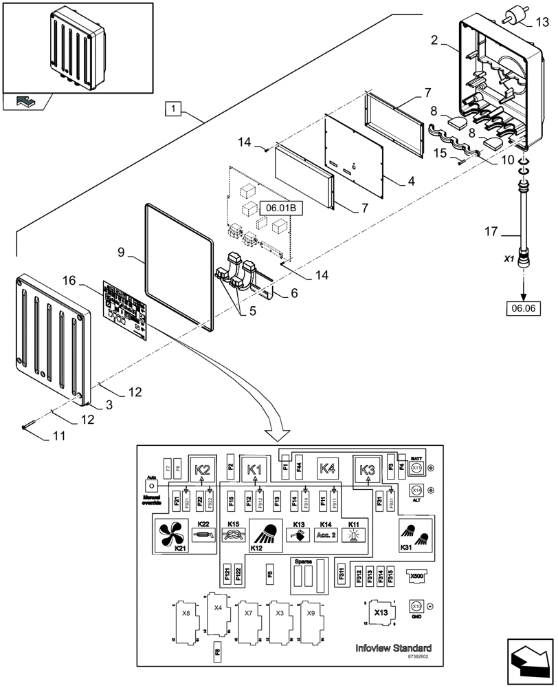 Схема запчастей Case IH LBX332R - (06.01A[02]) - CONTROL BOX - D480 (06) - ELECTRICAL SYSTEMS