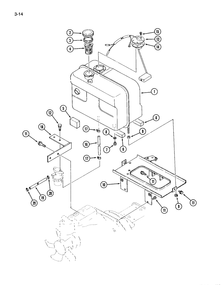 Схема запчастей Case IH 265 - (3-14) - FUEL TANK AND SUPPORTS (03) - FUEL SYSTEM