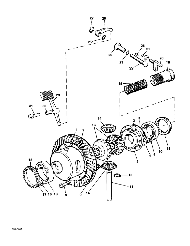 Схема запчастей Case IH 1210 - (6-56) - DIFFERENTIAL AND DIFFERENTIAL LOCK (06) - POWER TRAIN