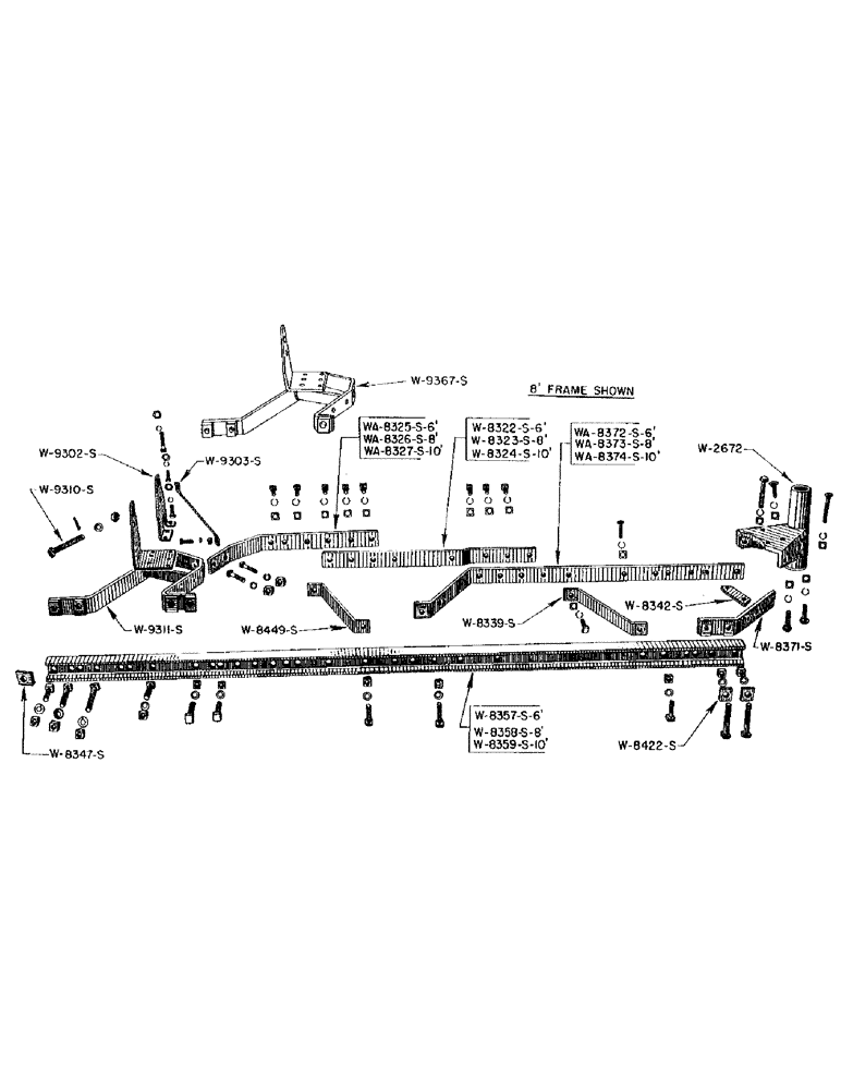 Схема запчастей Case IH WP - (10) - FRAME WPH PLOW, 8 FOOT SHOWN, 6 FOOT, 8 FOOT, 10 FOOT 