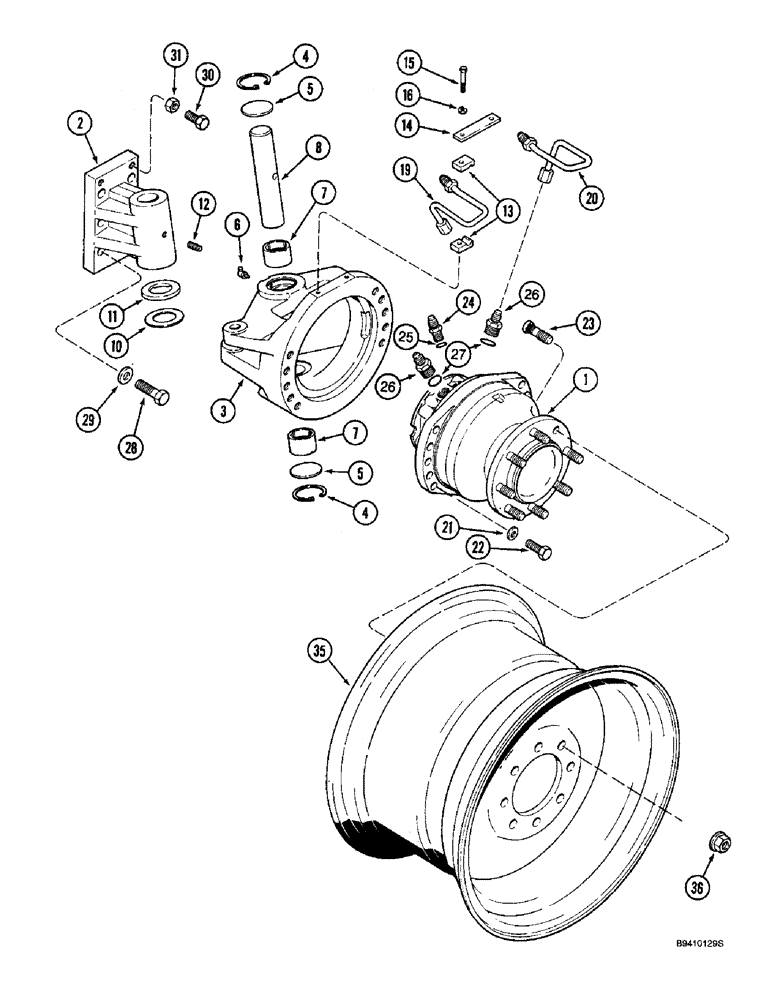 Схема запчастей Case IH 2188 - (5-30) - WHEEL MOTOR AND KING PIN, POWER GUIDE AXLE AND AXLE DRIVE WHEEL (04) - STEERING