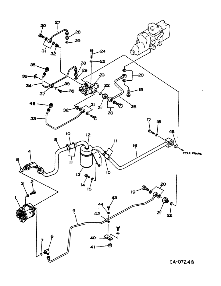 Схема запчастей Case IH 284 - (10-10) - HYDRAULICS, HYDRAULIC PIPING, DIESEL ENGINE TRACTORS WITH POWER STEERING (07) - HYDRAULICS