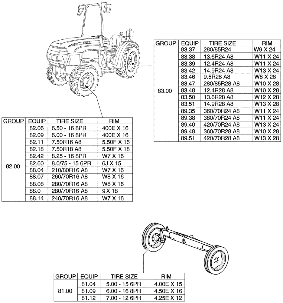 Схема запчастей Case IH JX1070N - (80.00) - SEC. 11 - TRACTION (11) - WHEELS/TRACKS