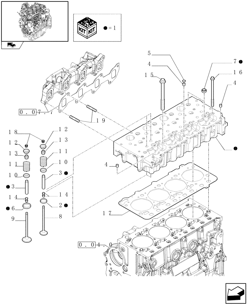 Схема запчастей Case IH FARMALL 85N - (0.06.0) - CYLINDER HEAD & RELATED PARTS (01) - ENGINE