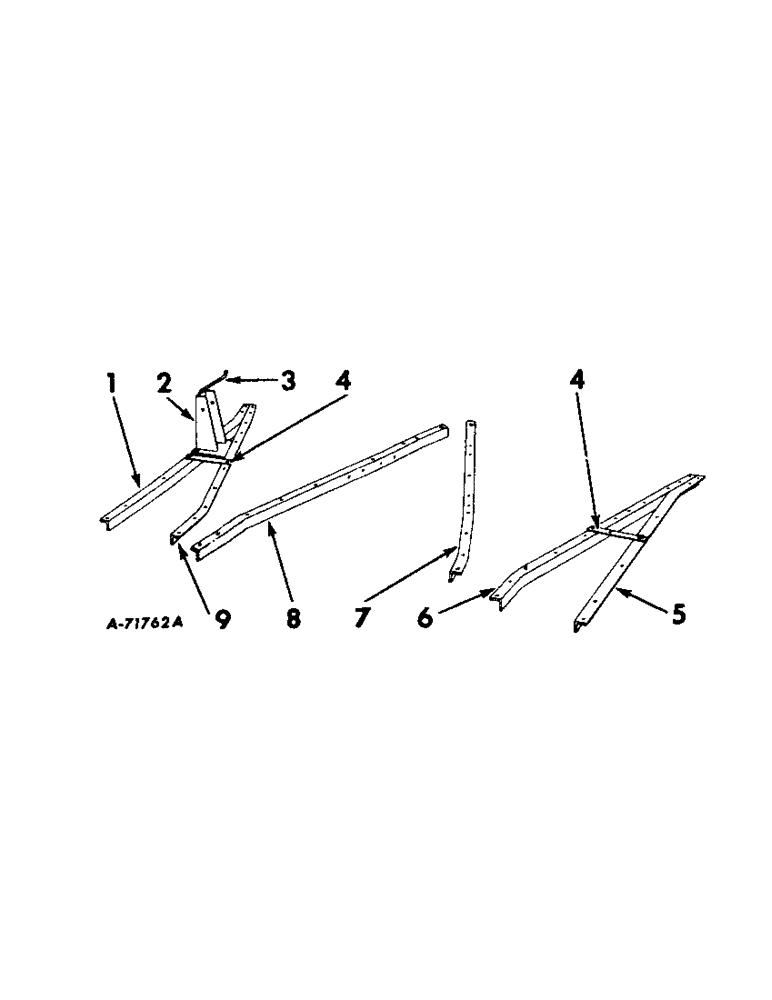 Схема запчастей Case IH 50 - (A-108) - NARROW-ROW ROW-CROP UNIT - MAIN FRAME SUPPORTS (58) - ATTACHMENTS/HEADERS