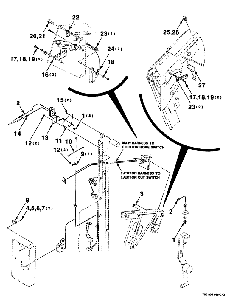 Схема запчастей Case IH 8435 - (9-22) - BALE EJECTOR KIT, ELECTRICAL ASSEMBLY Decals & Attachments