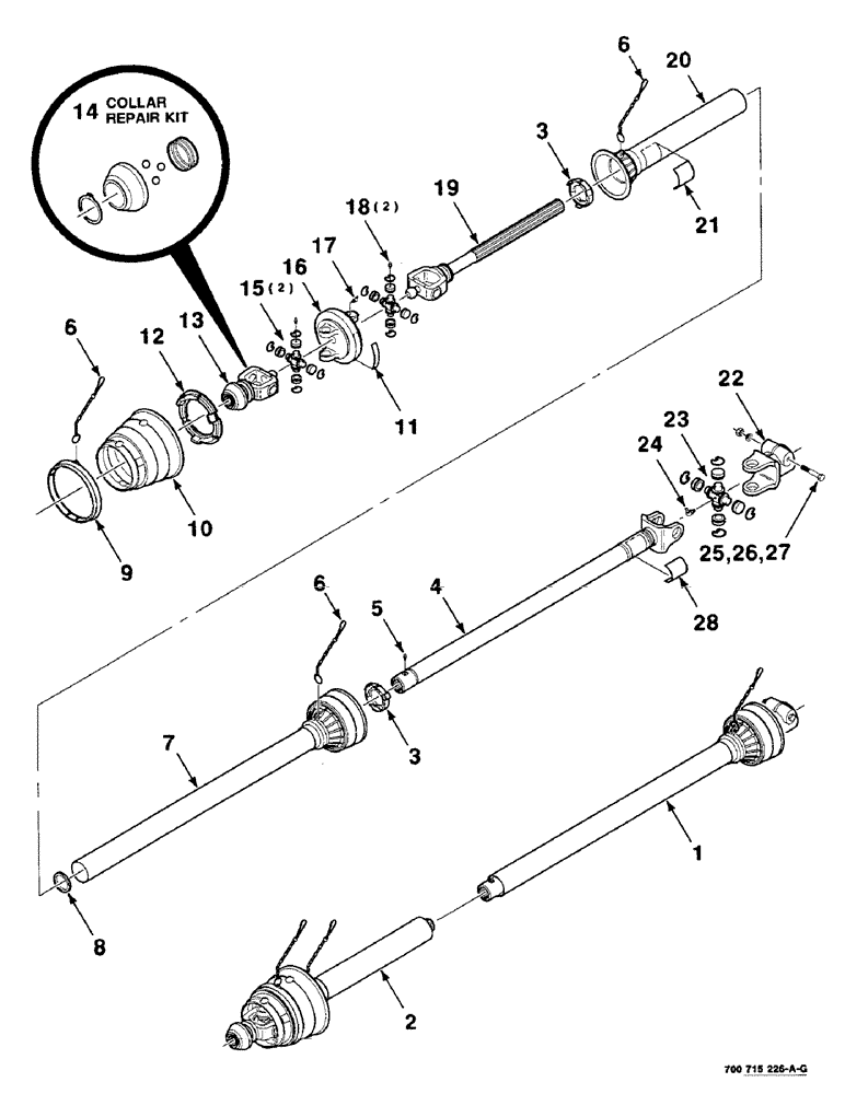 Схема запчастей Case IH 8465T - (2-06) - IMPLEMENT DRIVELINE ASSEMBLY, 1000 RPM, NEAPCO, SERIAL NUMBER CFH0074876 AND LATER Driveline