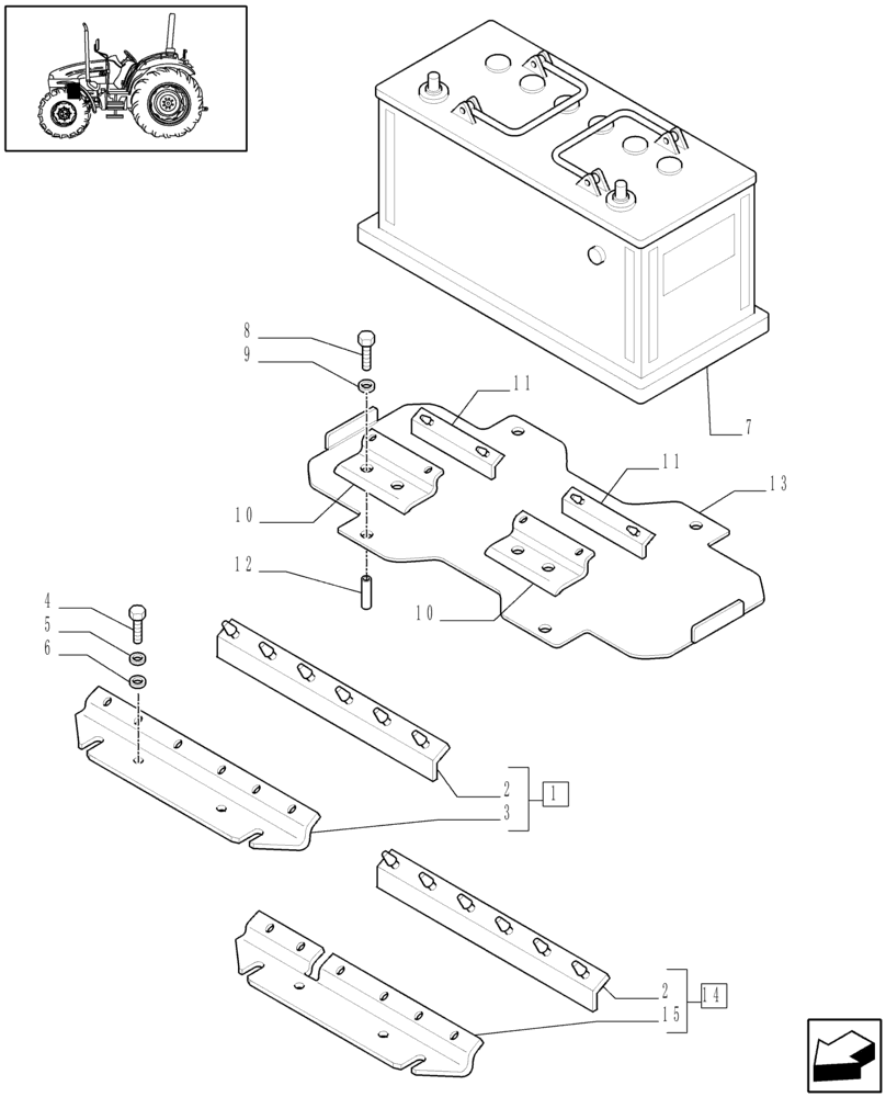 Схема запчастей Case IH JX70 - (1.74.1[01A]) - BATTERY MOUNTING - D6355 (06) - ELECTRICAL SYSTEMS