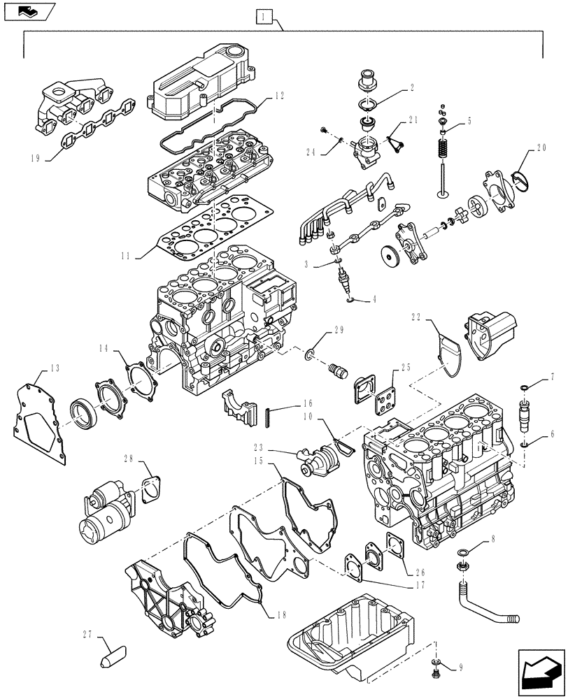 Схема запчастей Case IH FARMALL 35B - (10.001.07) - OVERHAUL GASKET KIT (10) - ENGINE