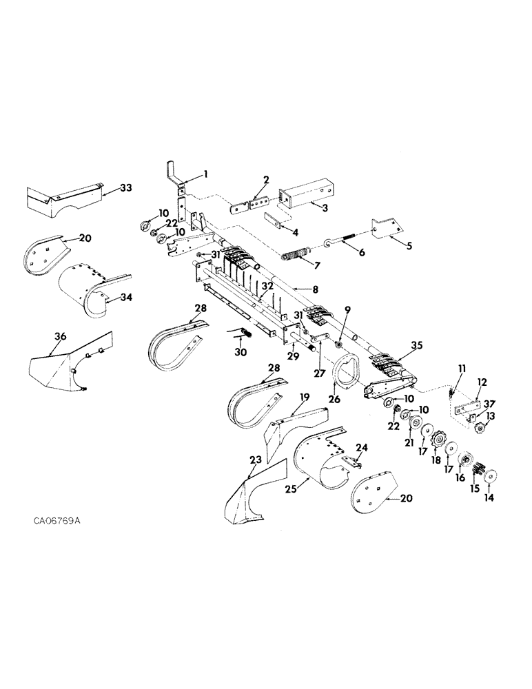 Схема запчастей Case IH 2400 - (B-22) - PICKUP CYLINDER AND DRIVE (35) - HYDRAULIC SYSTEMS