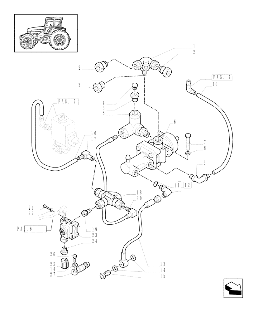 Схема запчастей Case IH MAXXUM 140 - (1.68.6[08]) - TRAILER AIR BRAKE - TOWING BRAKE CONTROL VALVE, PIPES AND RELATED COMPONENTS - C5804 (VAR.332727-333727-332737-339737-332739-333739) (05) - REAR AXLE