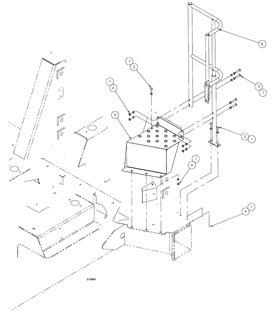 Схема запчастей Case IH SPX4260 - (122) - REAR STEP / HANDRAIL ASSEMBLY (90) - PLATFORM, CAB, BODYWORK AND DECALS