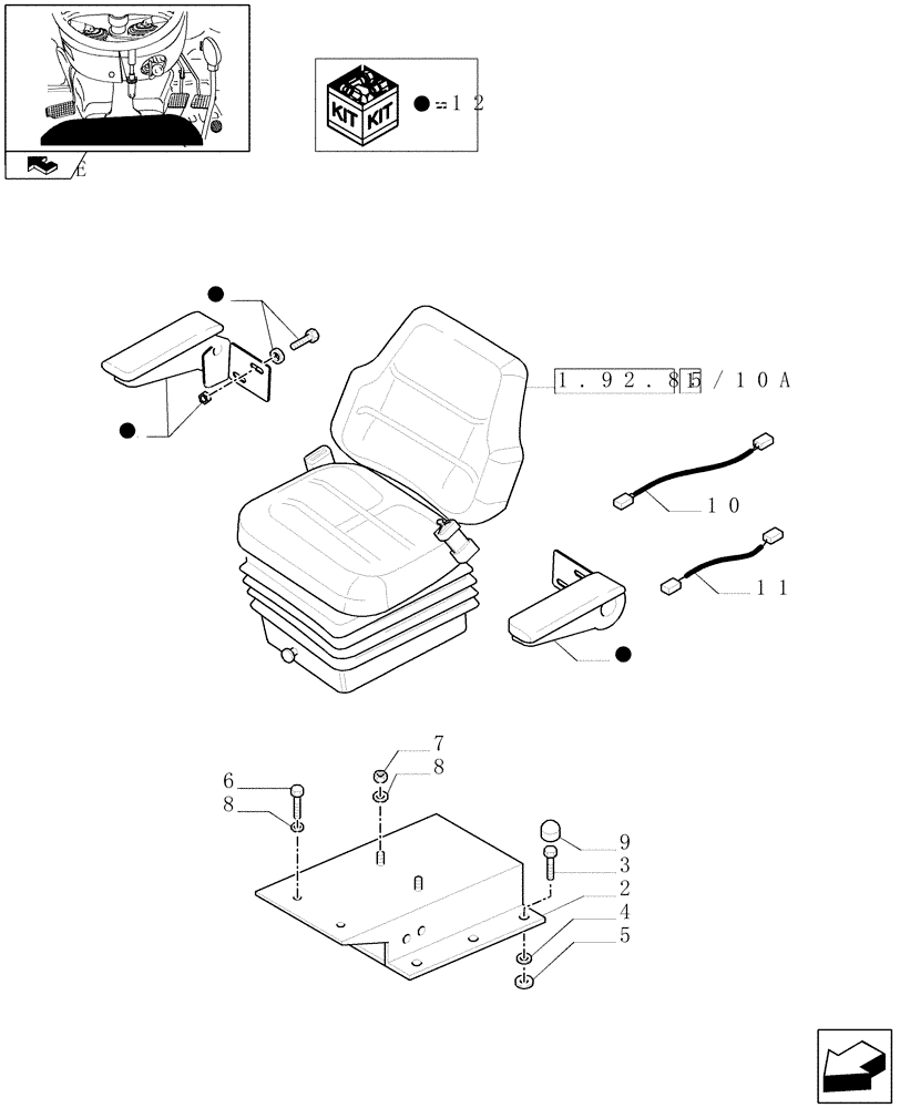 Схема запчастей Case IH FARMALL 60 - (1.92.85/10) - DELUXE SEAT WITH AIR SUSPENSION, RETRACTABLE BELTS AND ARMREST - W/CAB (VAR.333850-334850) (10) - OPERATORS PLATFORM/CAB