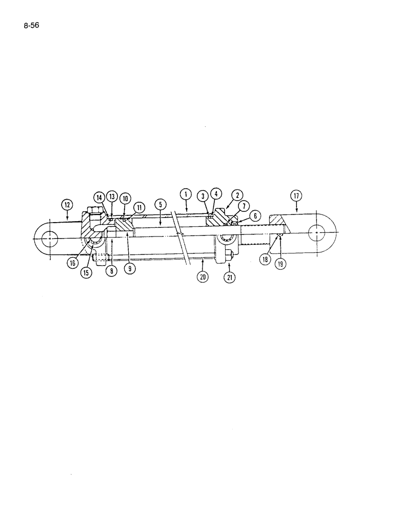 Схема запчастей Case IH 7200 - (8-56) - HYDRAULIC CYLINDER - WITH FRONT AND REAR PORTS, 2-1/2 ID X 8 INCH STROKE - VICTOR (08) - HYDRAULICS