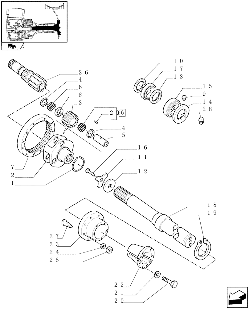 Схема запчастей Case IH MAXXUM 115 - (1.48.1/01) - REAR HEAVY DUTY 98" BAR AXLES - GEARS AND SHAFTS (VAR.330331-331331) (05) - REAR AXLE