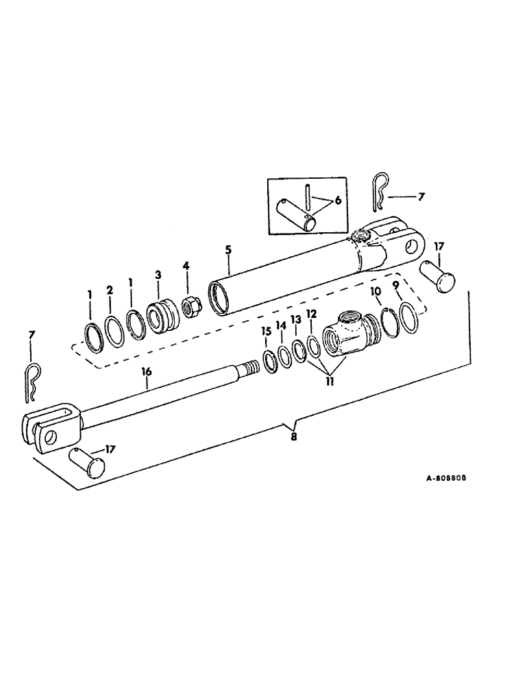 Схема запчастей Case IH 400 - (A-045) - HYDRAULIC CYLINDER, 3 X 8 IN. DOUBLE ACTING 