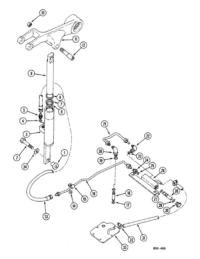 Схема запчастей Case IH 685 - (8-630) - ASSISTOR RAM AND PIPES (08) - HYDRAULICS