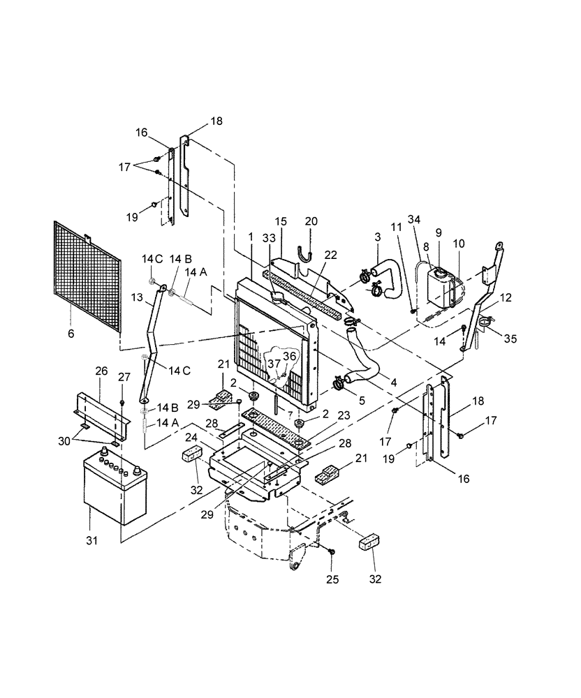 Схема запчастей Case IH DX25E - (02.01) - RADIATOR & BATTERY (02) - ENGINE EQUIPMENT