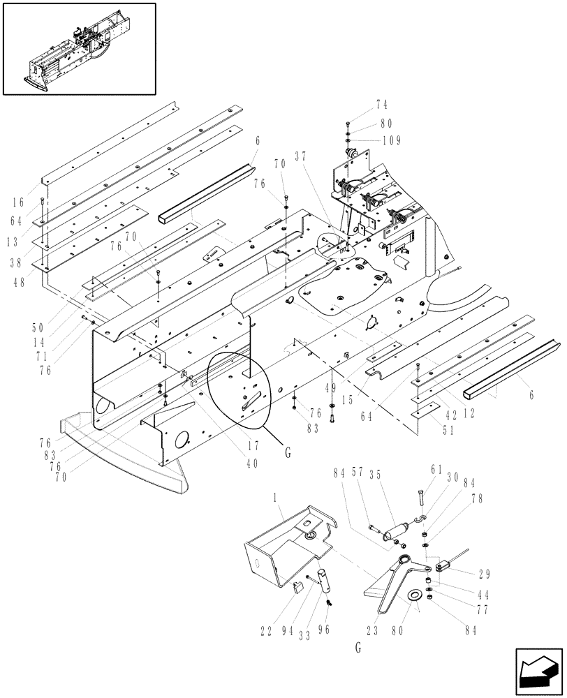 Схема запчастей Case IH SB531 - (62.150.01[1]) - PLUNGER RAILS & SAFETY LATCH, SB531 (62) - PRESSING - BALE FORMATION