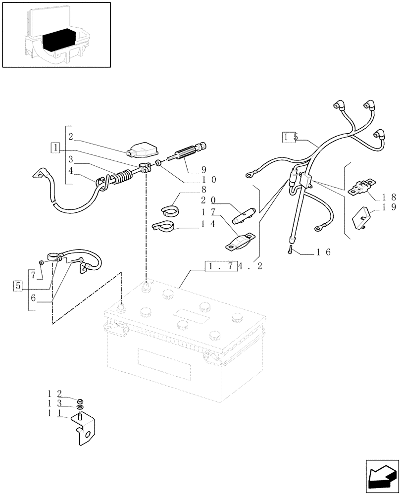 Схема запчастей Case IH MAXXUM 130 - (1.75.3[01]) - BATTERY CABLES - C5597 (06) - ELECTRICAL SYSTEMS