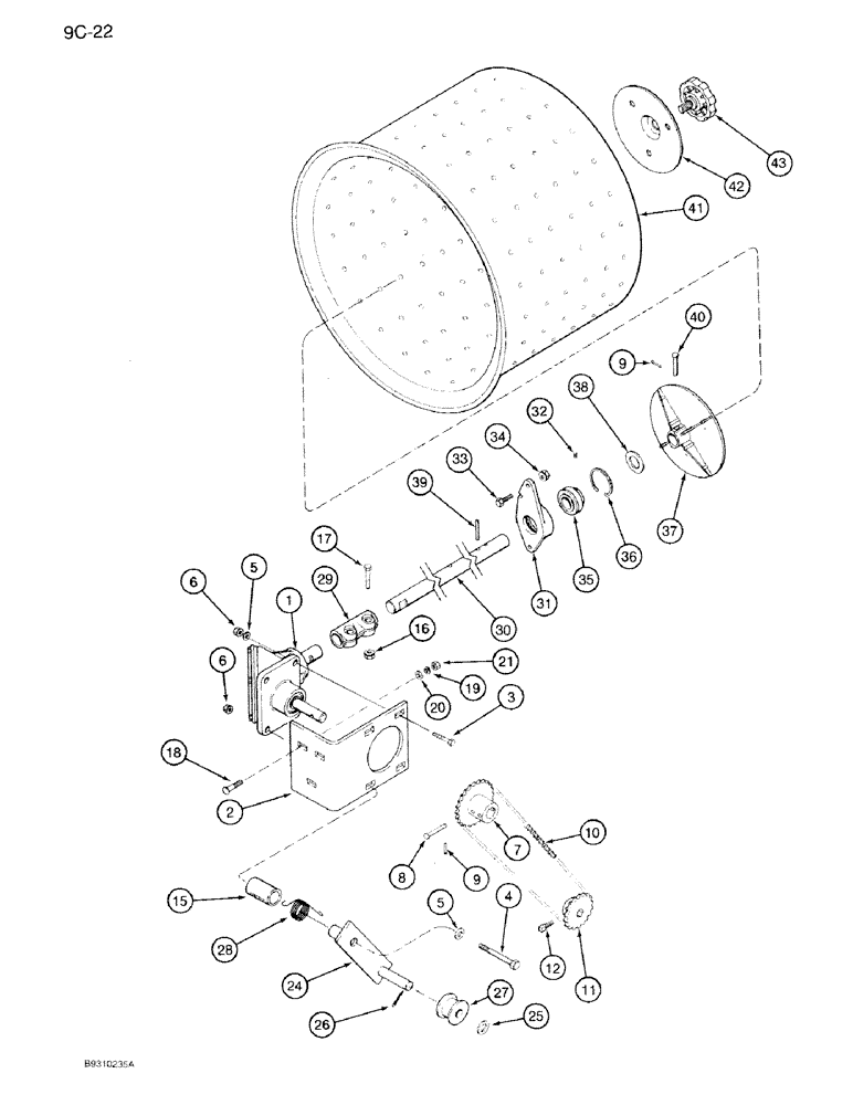 Схема запчастей Case IH 950 - (9C-22) - SEED DRUM DRIVE, ALL RIGID PLANTERS (09) - CHASSIS/ATTACHMENTS