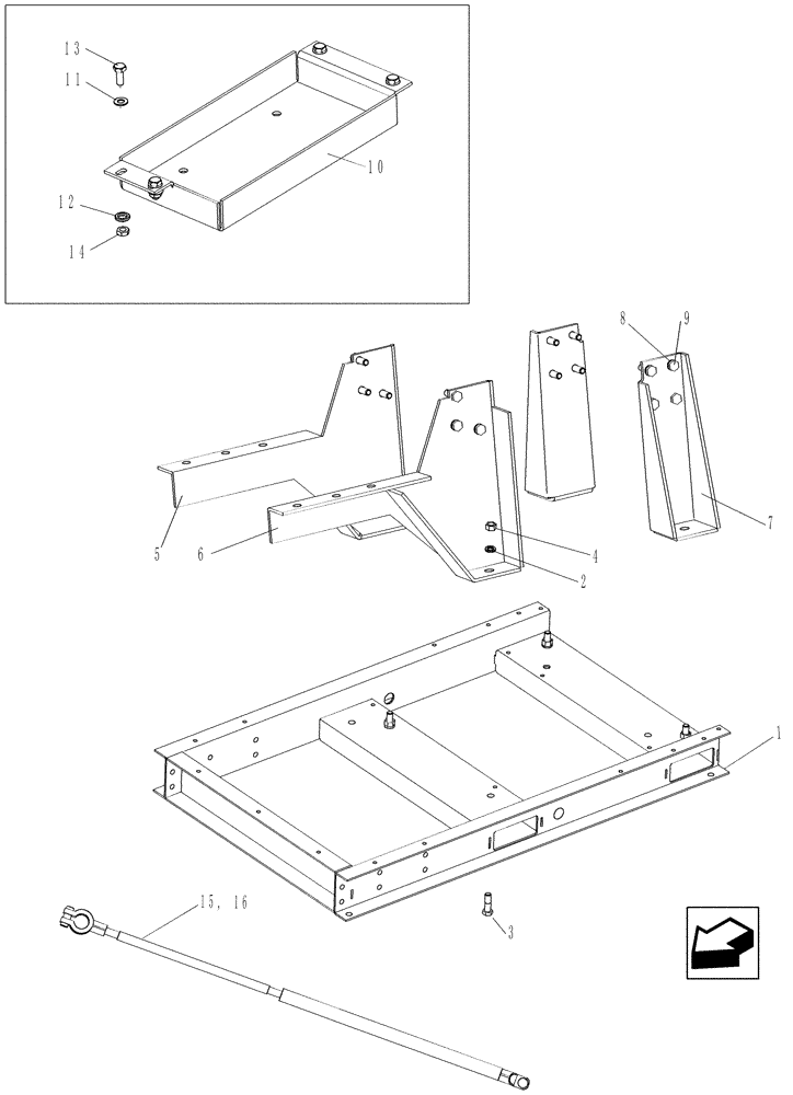 Схема запчастей Case IH P85 - (09-04) - ENGINE MOUNT AND BATTERY TRAY (09) - CHASSIS/ATTACHMENTS